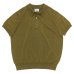 画像1: Yonetomi NEW BASIC（ヨネトミニューベーシック）SILK KNIT POLO（シルクニットポロシャツ）/ Olive（オリーブ） (1)