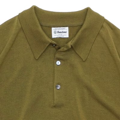 画像3: Yonetomi NEW BASIC（ヨネトミニューベーシック）SILK KNIT POLO（シルクニットポロシャツ）/ Olive（オリーブ）