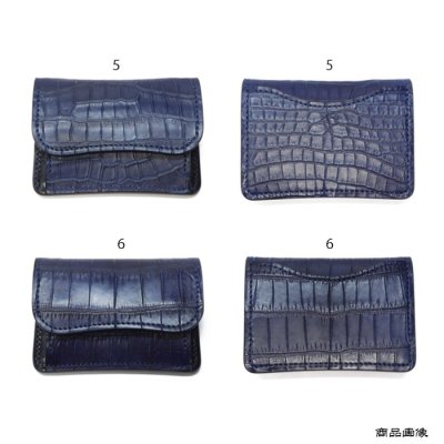 画像11: WILD SWANS（ワイルドスワンズ）TONGUE（タング）マルチコインケース/藍染"クロコダイル"×ブラック"サドルプルアップ"