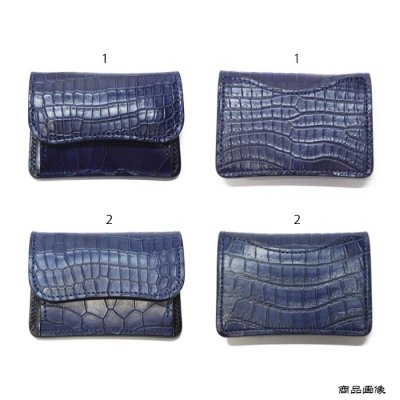 画像9: WILD SWANS（ワイルドスワンズ）TONGUE（タング）マルチコインケース/藍染"クロコダイル"×ブラック"サドルプルアップ"