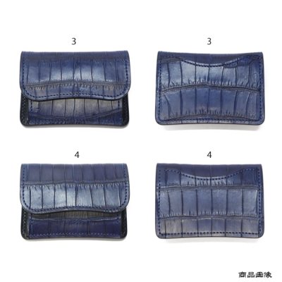 画像10: WILD SWANS（ワイルドスワンズ）TONGUE（タング）マルチコインケース/藍染"クロコダイル"×ブラック"サドルプルアップ"