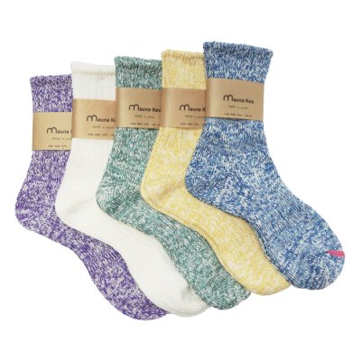 画像1: Mauna Kea（マウナケア）パステルリブオーガニックコットンソックス / 5Colors（全5色展開）※3足までメール便発送可