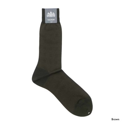 画像2: HALISON（ハリソン）シルケット綿 スモールグレンチェック ドレスソックス / 4Colors（全4色展開）※3足までメール便発送可