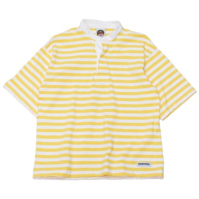 画像1: BARBARIAN（バーバリアン）W's Casual Henry Neck Shirt S/S（ウィメンズ カジュアルヘンリーネックシャツショートスリーブ） "BASQUE STRIPES" / Yellow×White（イエロー×ホワイト）