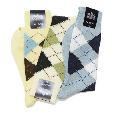 画像5: HALISON（ハリソン）スーピマアーガイルソックス ”パステル” / 3Colros（全3色展開）※3足までメール便発送可
