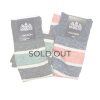 HALISON（ハリソン）リネンラガーボーダーソックス / Charcoal（チャコール）・Indigo（インディゴ）※3足までメール便発送可