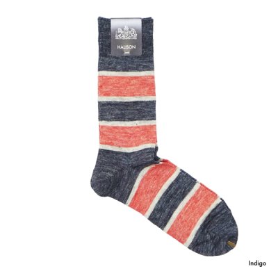 画像3: HALISON（ハリソン）リネンラガーボーダーソックス / Charcoal（チャコール）・Indigo（インディゴ）※3足までメール便発送可