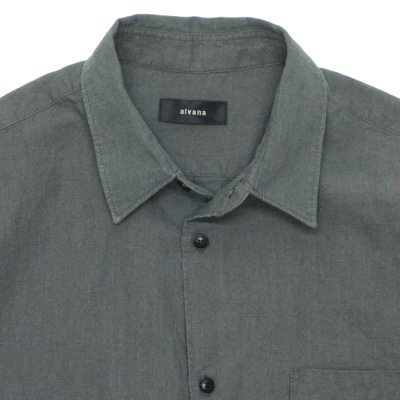画像3: alvana（アルヴァナ）LINEN S/S REGULAR COLLAR SHIRT （リネンS/Sレギュラーカラーシャツ）/ Dark Khaki（ダークカーキ）