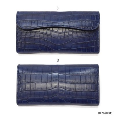 画像10: WILD SWANS（ワイルドスワンズ）WAVE（ウェイブ）ロングウォレット/藍染"クロコダイル"×ブラック"サドルプルアップ"