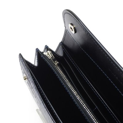 画像5: WILD SWANS（ワイルドスワンズ）WAVE（ウェイブ）ロングウォレット/藍染"クロコダイル"×ブラック"サドルプルアップ"