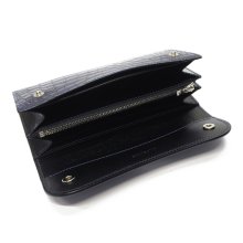 他の写真3: WILD SWANS（ワイルドスワンズ）WAVE（ウェイブ）ロングウォレット/藍染"クロコダイル"×ブラック"サドルプルアップ"