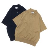 Yonetomi NEW BASIC（ヨネトミニューベーシック）LIGHT WAVE COTTON KNIT POLO（ライトウェーブコットンニットポロシャツ）/ Navy（ネイビー）・L,Brown（ライトブラウン）