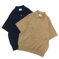 Yonetomi NEW BASIC（ヨネトミニューベーシック）LIGHT WAVE COTTON KNIT POLO（ライトウェーブコットンニットポロシャツ）/ Navy（ネイビー）・L,Brown（ライトブラウン）