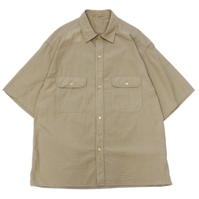 画像1: blurhms ROOTSTOCK（ブラームスルーツストック）Hard Twist Chambray Work Shirt S/S（ハードツイストシャンブレーシャツ S/S）/ Beige（ベージュ）