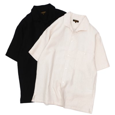 画像1: *A VONTADE（アボンタージ）Italian Open Collar Shirts SS（イタリアンオープンカラーシャツSS）"Highcount Linen Chambray" / Ecru（エクリュ）・Black（ブラック）