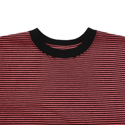 画像3: Good On（グッドオン）Mini Stripe Short Sleeve Crew Neck Tee（ミニストライプショートスリーブクルーネックTシャツ） / Flamingo（フラミンゴ）