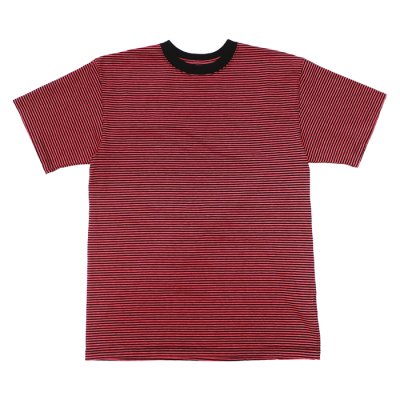 画像1: Good On（グッドオン）Mini Stripe Short Sleeve Crew Neck Tee（ミニストライプショートスリーブクルーネックTシャツ） / Flamingo（フラミンゴ）