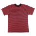 画像1: Good On（グッドオン）Mini Stripe Short Sleeve Crew Neck Tee（ミニストライプショートスリーブクルーネックTシャツ） / Flamingo（フラミンゴ） (1)
