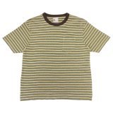 felco（フェルコ） S/S Crew Pocket Tee（S/SクルーポケットTシャツ）”OLD PAPER STRIPE" / Green Beige×Olive Stripe（グリーンベージュ×オリーブストライプ）