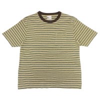 felco（フェルコ） S/S Crew Pocket Tee（S/SクルーポケットTシャツ）”OLD PAPER STRIPE" / Green Beige×Olive Stripe（グリーンベージュ×オリーブストライプ）
