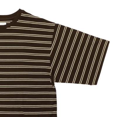 画像4: KAPTAIN SUNSHINE（キャプテンサンシャイン）Hard Twisted Stripe Jersey SS Tee（ハードツイステッドストライプジャージーショートスリーブTee）"HARD TWISTED COTTON BORDER JERSEY" / Brown Wide Stripe（ブラウンワイドストライプ）