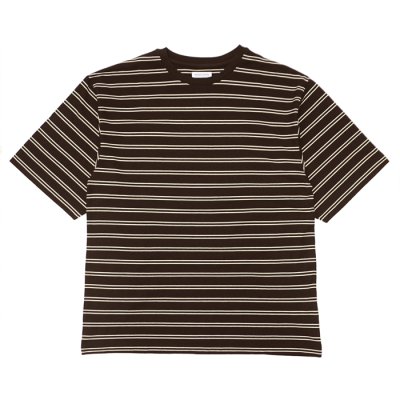 画像1: KAPTAIN SUNSHINE（キャプテンサンシャイン）Hard Twisted Stripe Jersey SS Tee（ハードツイステッドストライプジャージーショートスリーブTee）"HARD TWISTED COTTON BORDER JERSEY" / Brown Wide Stripe（ブラウンワイドストライプ）