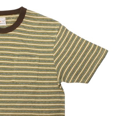 画像4: felco（フェルコ） S/S Crew Pocket Tee（S/SクルーポケットTシャツ）”OLD PAPER STRIPE" / Green Beige×Olive Stripe（グリーンベージュ×オリーブストライプ）