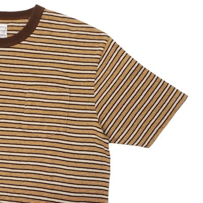 画像4: felco（フェルコ） S/S Crew Pocket Tee（S/SクルーポケットTシャツ）”OLD PAPER STRIPE" / Brown Beige×Oramnge Stripe（ブラウンベージュ×オレンジストライプ）