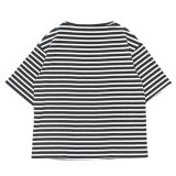 SAINT JAMES（セントジェームス）TEE LOOSE（五分袖ドロップショルダー）"BORDER" / ACIRE×NEIGE（杢チャコール×ホワイト）