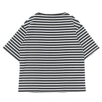 SAINT JAMES（セントジェームス）TEE LOOSE（五分袖ドロップショルダー）"BORDER" / ACIRE×NEIGE（杢チャコール×ホワイト）