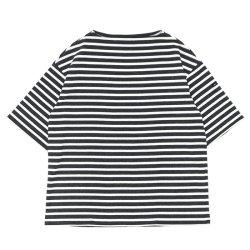 SAINT JAMES（セントジェームス）TEE LOOSE（五分袖ドロップショルダー）"BORDER" / ACIRE×NEIGE（杢チャコール×ホワイト）
