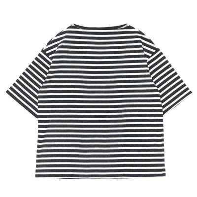 画像1: SAINT JAMES（セントジェームス）TEE LOOSE（五分袖ドロップショルダー）"BORDER" / ACIRE×NEIGE（杢チャコール×ホワイト）
