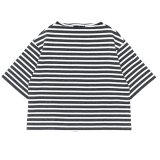 SAINT JAMES（セントジェームス）TEE LOOSE（五分袖ドロップショルダー）"Women” / ACIRE×NEIGE（杢チャコール×ホワイト）