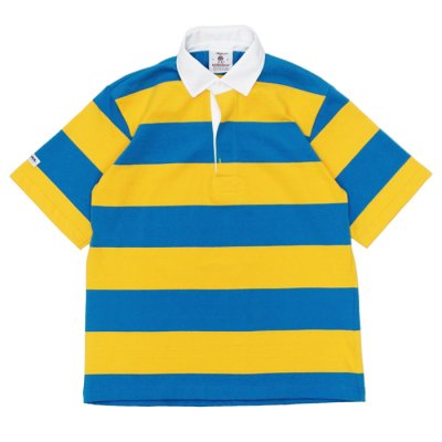 画像1: BARBARIAN（バーバリアン）Light Weight Rugby Collar Shirt S/S（ライトウェイト ラグビーカラーシャツS/S） / Gold×Cyan（ゴールド×シアン）