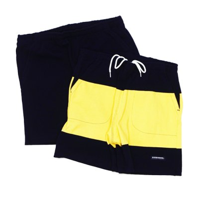 画像1: BARBARIAN（バーバリアン） Heavy Weight Knit Short Pants（ヘビーウェイトニットショートパンツ） / Navy Solid（ネイビーソリッド）・Navy×Yellow（ネイビー×イエロー）