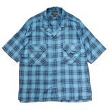 Nigel Cabourn（ナイジェル・ケーボン）OPEN COLLAR SHIRT（オープンカラーシャツ）"RAYON CHECK / BLUE（ブルー）