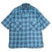 画像1: Nigel Cabourn（ナイジェル・ケーボン）OPEN COLLAR SHIRT（オープンカラーシャツ）"RAYON CHECK / BLUE（ブルー） (1)