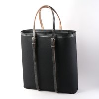 WILD SWANS（ワイルドスワンズ）UP-RIGHT（アップライト）トートバッグ"綿麻ヘビーツイル×フルグレインブライドルレザー"/Black（ブラック）