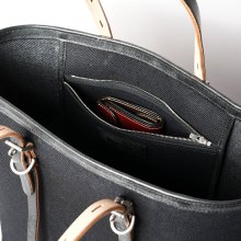 他の写真2: WILD SWANS（ワイルドスワンズ）UP-RIGHT（アップライト）トートバッグ"綿麻ヘビーツイル×フルグレインブライドルレザー"/Black（ブラック）