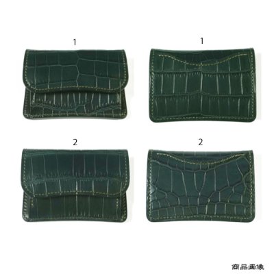 画像9: WILD SWANS（ワイルドスワンズ）TONGUE（タング）マルチコインケース/グリーン"クロコダイル"×ブラック"サドルプルアップ"