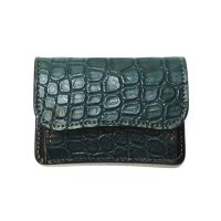 WILD SWANS（ワイルドスワンズ）TONGUE（タング）マルチコインケース/グリーン"クロコダイル"×ブラック"サドルプルアップ"
