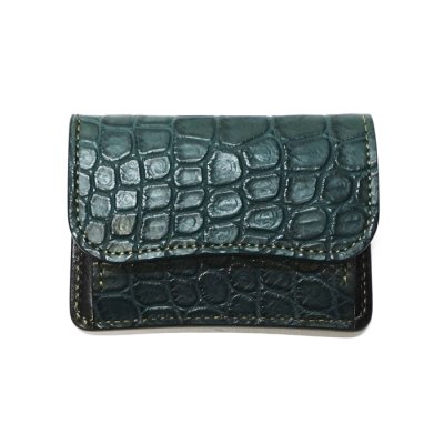 画像1: WILD SWANS（ワイルドスワンズ）TONGUE（タング）マルチコインケース/グリーン"クロコダイル"×ブラック"サドルプルアップ"