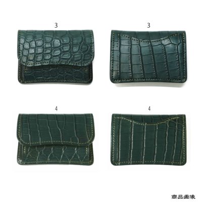 画像10: WILD SWANS（ワイルドスワンズ）TONGUE（タング）マルチコインケース/グリーン"クロコダイル"×ブラック"サドルプルアップ"