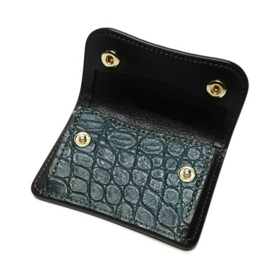 画像6: WILD SWANS（ワイルドスワンズ）TONGUE（タング）マルチコインケース/グリーン"クロコダイル"×ブラック"サドルプルアップ"