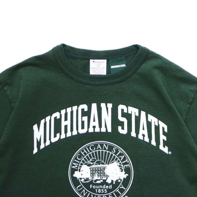 画像3: Champion（チャンピオン）T1011 US Print T-Shirt・Made in USA（ティーテンイレブンUSプリントTシャツ）"MICHIGAN STATE" / Moss（モスグリーン）