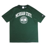 Champion（チャンピオン）T1011 US Print T-Shirt・Made in USA（ティーテンイレブンUSプリントTシャツ）"MICHIGAN STATE" / Moss（モスグリーン）