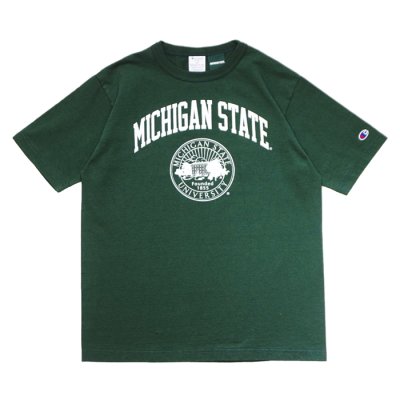 画像1: Champion（チャンピオン）T1011 US Print T-Shirt・Made in USA（ティーテンイレブンUSプリントTシャツ）"MICHIGAN STATE" / Moss（モスグリーン）