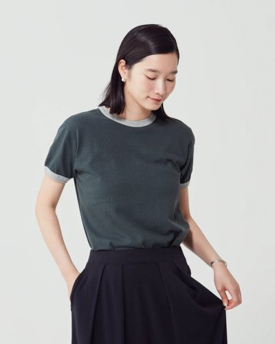 画像1: FilMelange（フィルメランジェ）EMMA（エマ）"ヴィンテージ天竺"  / Lime Yellow（ライムイエロー）・Charcoal Khaki（チャコールカーキ）
