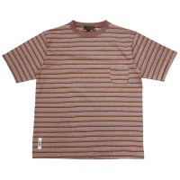 Nigel Cabourn（ナイジェル・ケーボン）7.8oz BORDER HALF SLEEVE T-SHIRT（7.8ozボーダーハーフスリーブTシャツ）/ L,BROWN（ライトブラウン）