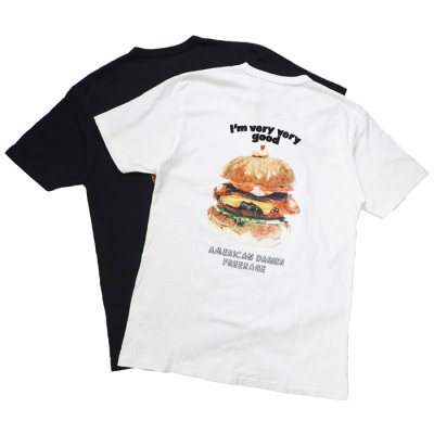 画像1: free rage（フリーレイジ）リサイクルコットンプリントTee "Burger" / White（ホワイト）・Sumi（スミクロ）